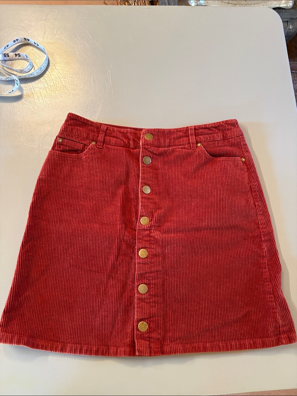 Est. 1946 Maroon Rust Color Corduroy Button Down Skirt Size 8